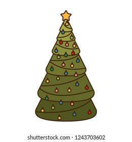 christmas tree with hanging balls isolated icon