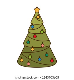 christmas tree with hanging balls isolated icon