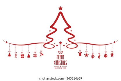 christmas tree hanging decoration elements isolated background