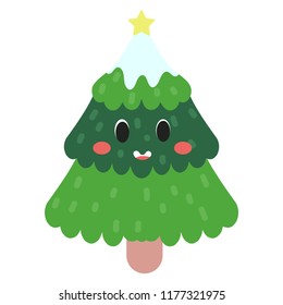 Christmas tree, happy character vector
