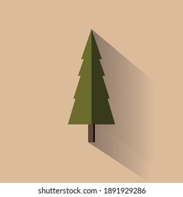El árbol de Navidad tiene una sombra negra sobre un fondo marrón.