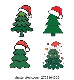 Árbol de Navidad con Paquete de Arte vectorial de sombrero.