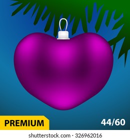 Christmas tree heart shaped toy icon - includes mesh fill
