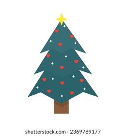 christmas tree with hearts and sparkles vector isolated