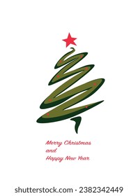 Árbol de Navidad - Ilustración vectorial muy detallada - fondo de navidad. Tarjeta de invierno con dibujo abstracto de un árbol de Navidad