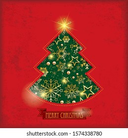 Christmas tree hole on the vintage background. Eps 10 vector file.