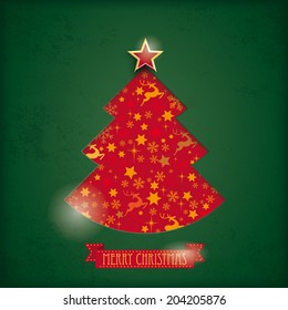 Christmas tree hole on the vintage background. Eps 10 vector file.