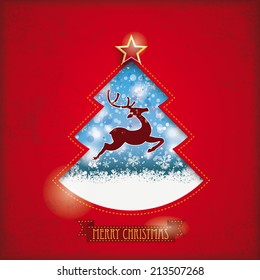 Christmas tree hole on the vintage background. Eps 10 vector file.