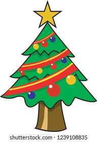 christmas tree ,holiday, december, vector,isolated,illustration.