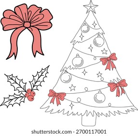 Árbol de Navidad y Elementos de Festiva