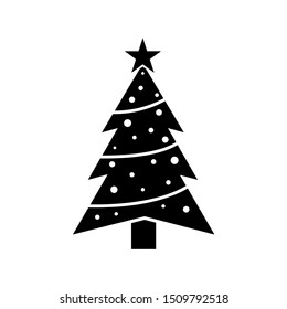 Christmas tree holiday icon, logo isolated on white background
