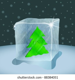 Christmas tree in ice cube