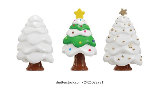 icono del árbol de navidad 3d ilustración vectorial de renderizado conjunto