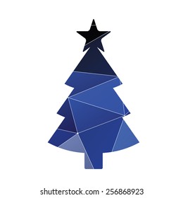 Christmas tree icon Abstract Triangle Geometrical background 