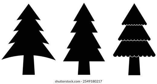 Christmas tree icon.  Black christmas tree icons , Holiday design elements, Christmas pine tree icon , vector illustration on white background eps 10.