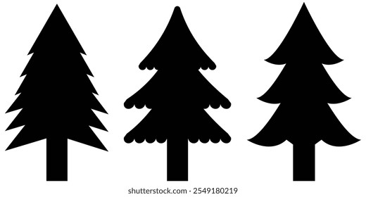 Christmas tree icon.  Black christmas tree icons , Holiday design elements, Christmas pine tree icon , vector illustration on white background eps 10.