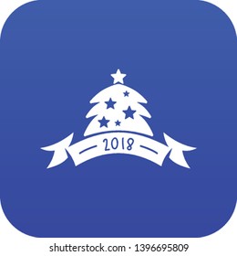 Christmas tree icon blue vector isolated on white background