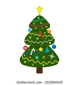 Christmas tree icon. Bright colored silhouette. Vertical front side view. Vector simple flat graphic illustration. Isolated object on a white background. Isolate.