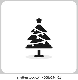 christmas tree icon, Cartoon tree vector in vector illustration