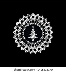 christmas tree icon with chalkboard texture