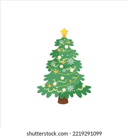 Christmas tree icon classical handdrawn outline.