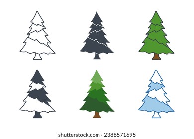 Christmas Tree icon collection with different styles. Pines Tree icon symbol vector illustration isolated on white background