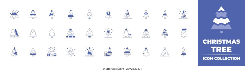 Christmas tree icon collection. Duotone style line stroke and bold. Vector illustration. Containing christmas tree, pine tree, pine, decoration, tree, christmas present.