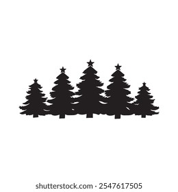 Christmas tree icon collection includes three icons. Vector artwork.