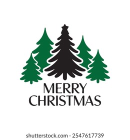 Christmas tree icon collection includes three icons. Vector artwork.