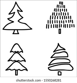 Christmas tree icon collection symbol. Vector illustration.