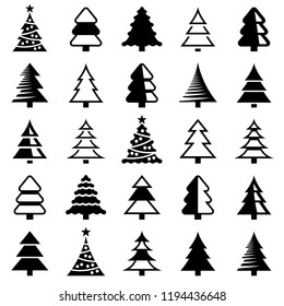 Christmas Tree Icon Collection Isolated On Stock Vector (Royalty Free ...