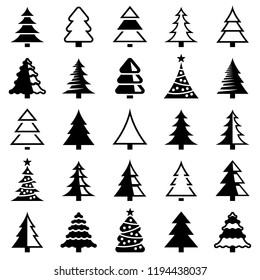 Christmas Tree Icon Collection - Vector Illustration