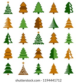 Christmas tree icon collection - vector color illustration
