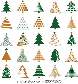 Christmas tree icon collection - vector illustration 