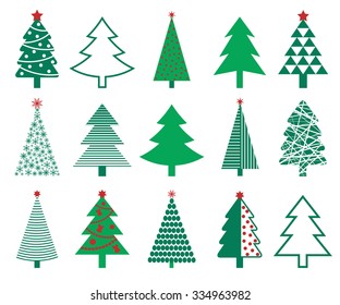 Christmas tree icon collection - vector illustration 