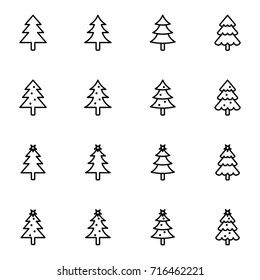 Christmas tree icon collection - vector illustration