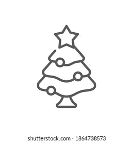 Christmas tree icon, color, line, outline vector sign, linear style pictogram isolated on white. Symbol, logo illustration.