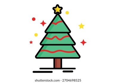 Christmas tree icon. colored icon style. icon related to christmas. christmas elements vector illustration
