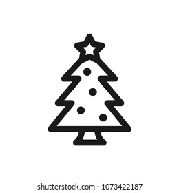 Christmas tree icon concept. Available in vector. Linear style.