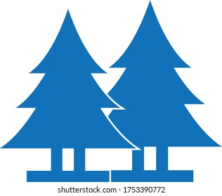 Icono de árbol de Navidad. Árbol de coníferas, vector de ícono de pino. Versión azul 