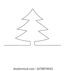 Icono del árbol de Navidad   Dibujo continuo de una línea de Ilustración vectorial de contorno