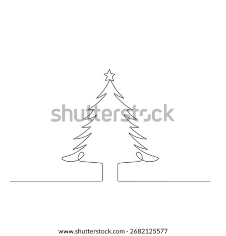 Christmas tree icon continuous one line drawing of outline vector illustration