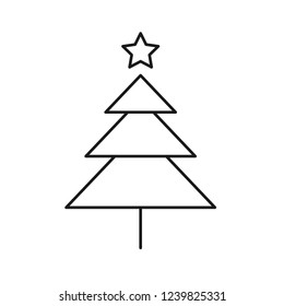 Christmas tree icon. Decorated christmas vector sign. Flat tree symbol.