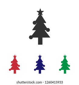 Christmas tree icon with decorative elements.New year concept vector sign.