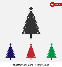 Christmas tree icon with decorative elements.New year concept vector sign.