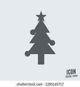 Christmas tree icon with decorative elements.New year concept vector sign.