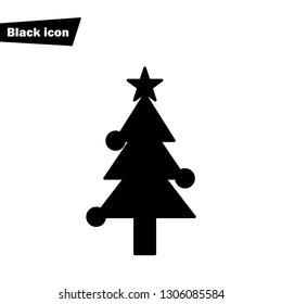Christmas tree icon with decorative elements.New year concept vector sign.