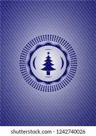 christmas tree icon with denim texture