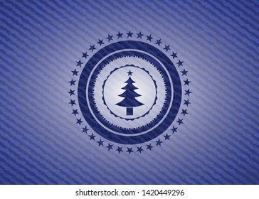 christmas tree icon with denim texture