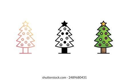 Christmas Tree icon design with white background stock illustration